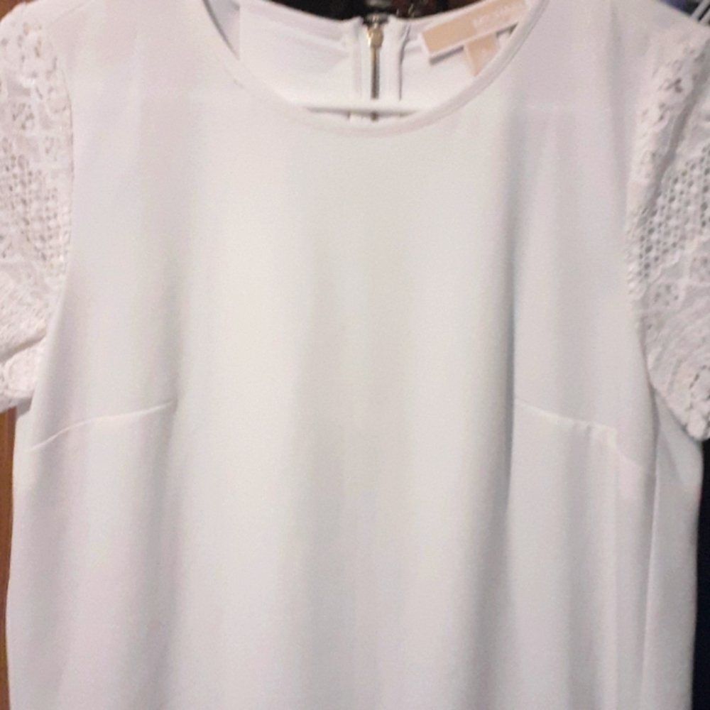 COPY - Michael Kors White Blouse Lace Sleeve.